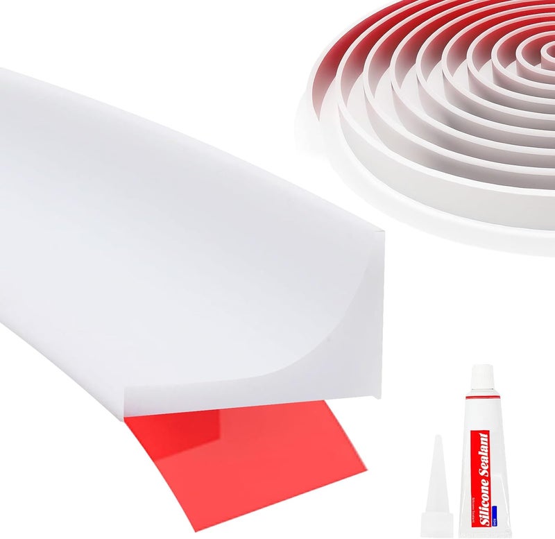 DLYYPLUS Store Shower Threshold Water Dam Barrier 39", Silicone Sealant Included, Collapsible Self-Adhesive Water Blocker, Shower Door Water Stopper for Floor Bathroom Kitchen Bathtub Sink - Image 1